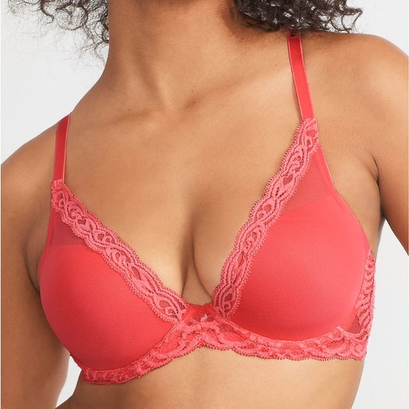 Natori Feathers Pink Plunge Bra 34D - Picture 1 of 6